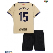 Otroški Nogometni dresi Barcelona Andreas Christensen #15 Gostujoči 2025-26 Kratek Rokav (+ Kratke hlače)